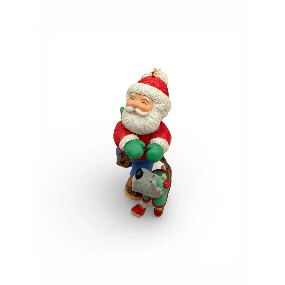 Vintage‎ Hallmark Keepsake Ornament Stroll Round The Pole Santa w/Puppy 2000 EUC